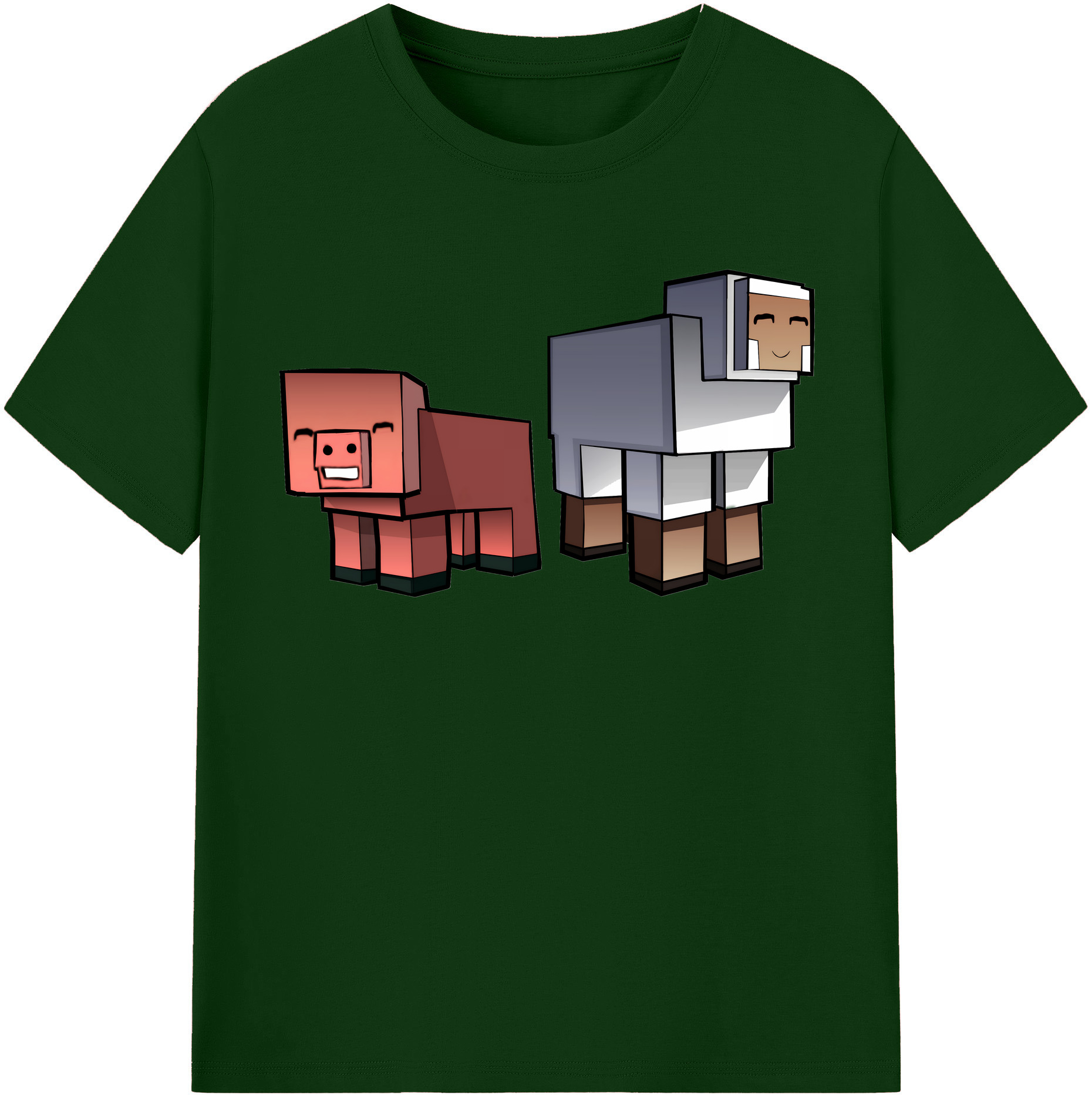 （画像用） マインクラフト ブロックの世界 Minecraft MC Block world 綿100％半袖Tシャツ（フロントプリント）